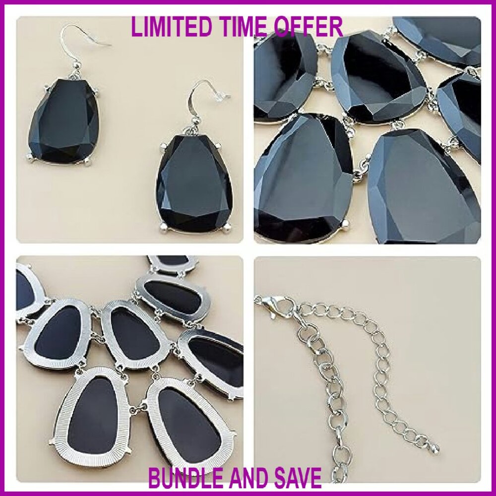 Chunky Bubble Statement Collar Necklace Set With … - image 5